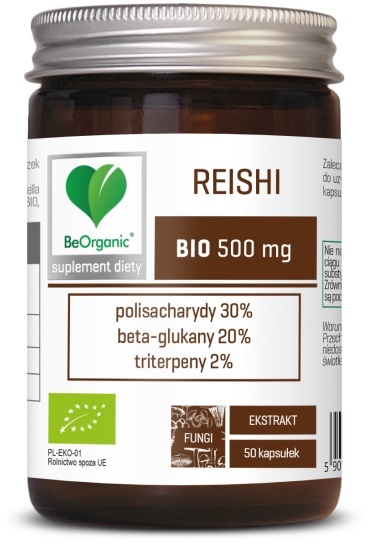 BeOrganic by Aliness Reishi BIO ekstrakt 30/20/2 500 mg 50 kapsułek