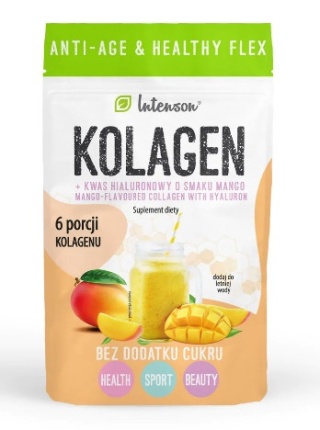 Intenson Kolagen + kwas hialuronowy + witamina C o smaku mango 60g
