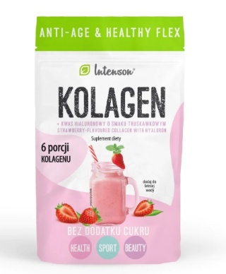 Intenson Kolagen + kwas hialuronowy + witamina C o smaku truskawkowym 60g