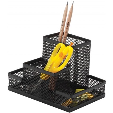 Przybornik na biurko Q-Connect 4 komory metalowy czarny Q-CONNECT Przybornik na biurko Q-Connect 4 komory metalowy czarny Q-CONNECT