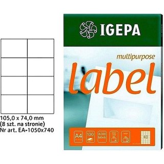 ETYKIETY A4 IGEPA 105*74,0mm BIAŁE (100) Igepa