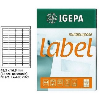 ETYKIETY A4 IGEPA 48,3*16,9mm BIAŁE (100) Igepa
