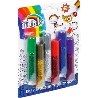 KLEJ Z BROKATEM FIORELLO 6ml*6 KOLORÓW FIORELLO