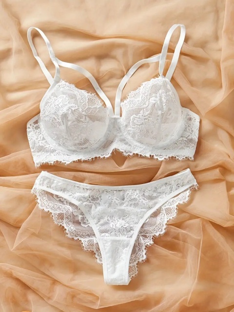 Komplet koronkowej bielizny Sweet Fashion Emma „S” - Biały