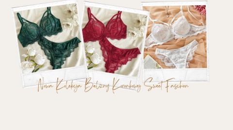 Komplet koronkowej bielizny Sweet Fashion Emma „S” - Malachitowa Zieleń