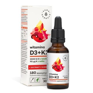 Aura Herbals Witamina D3 2000 IU + K2 + ekstrakt z kurkumy 30 ml