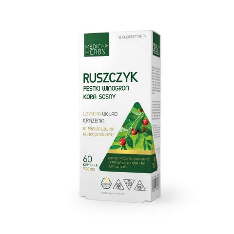 Medica Herbs Ruszczyk, Pestki Winogron, Kora sosny 60 kapsułek Medica Herbs Ruszczyk, Pestki Winogron, Kora sosny 60 kapsułek
