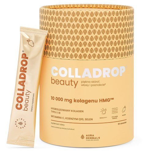 Aura Herbals Colladrop Beauty kolagen HMG 10000 mg Mango saszetki 30 sztuk Aura Herbals Colladrop Beauty kolagen HMG 10000 mg Mango saszetki 30 sztuk