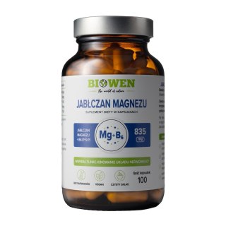 Biowen Jabłczan magnezu 835 mg z witaminą B6 100 kapsułek