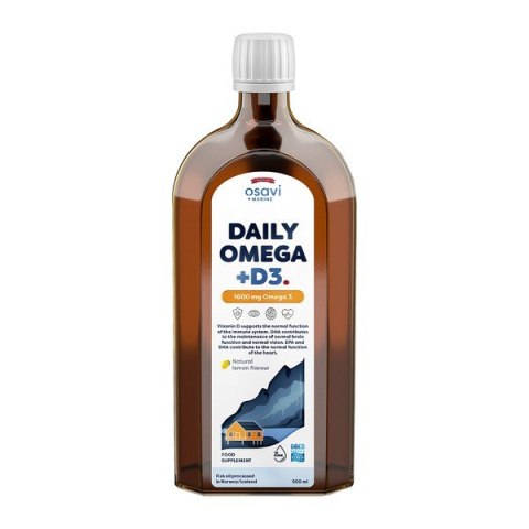 Osavi Daily Omega + D3 (Marine) 1600 mg Omega 3 250 ml o smaku cytrynowym