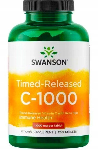 Swanson Witamina C1000 z Dziką Różą przedłużone działanie 250 tabletek