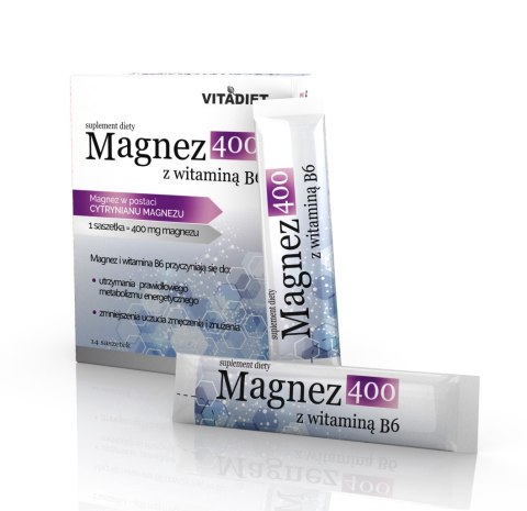 VITADIET Magnez 400 mg z witaminą B6 14 saszetek