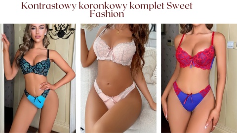 Komplet Seksownej bielizny Sweet Fashion Jeanette „S” – Niebiesko- czarny