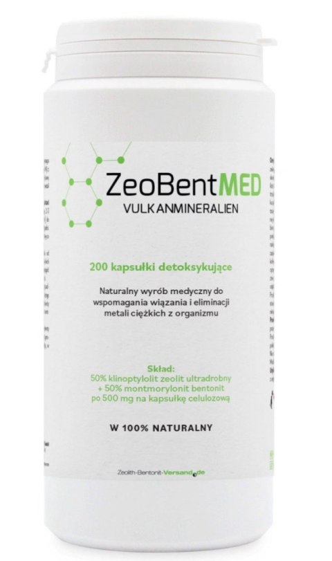 ZeoBentMED ® Ultradrobny Mikronizowany Zeolit i Bentonit 500mg 200 kapsułek