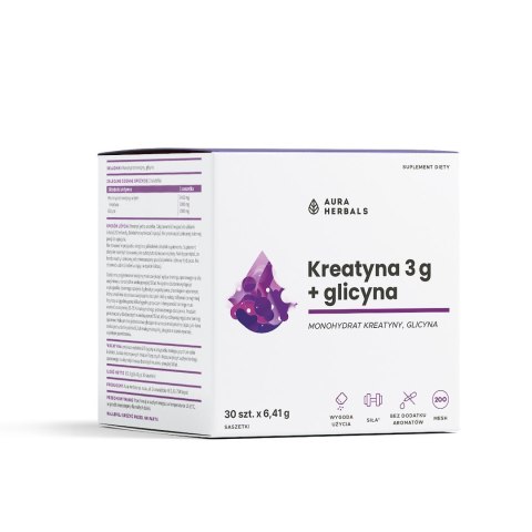 Aura Herbals Kreatyna 3 g monohydrat + glicyna 30 saszetek