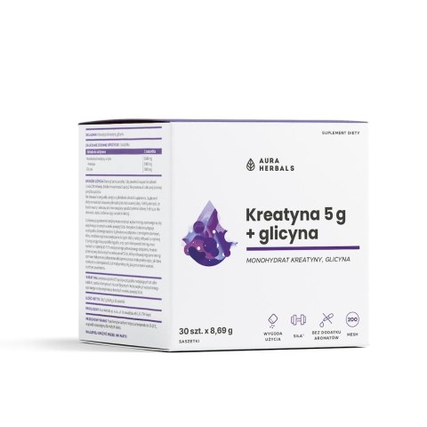 Aura Herbals Kreatyna 5 g monohydrat + glicyna 30 saszetek