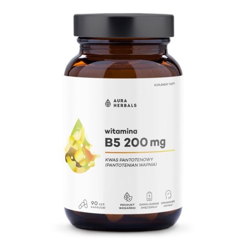 Aura Herbals Witamina B5 200 mg kwas pantotenowy 90 kapsułek