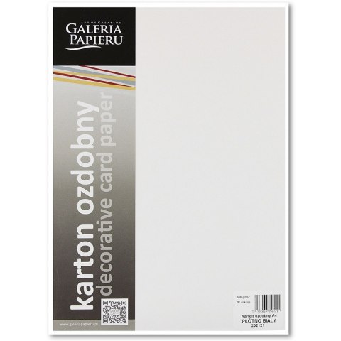 Karton ozdobny Galeria Papieru A4/240g Płótno biały (20) Galeria Papieru