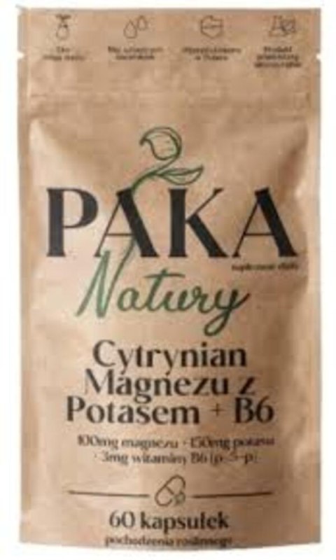 Paka Natury Cytrynian Magnezu z Potasem + Witaminą B6 P-5-P 60 kapsułek