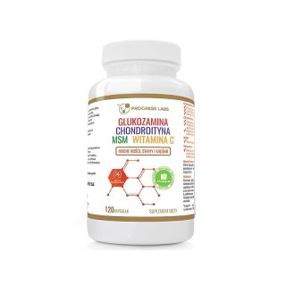 Progress Labs Glukozamina Wołowa Chondroityna MSM Witamina C 120 kapsułek