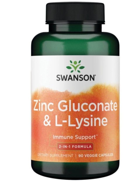 Swanson Cynk glukonian + L-lizyna 90 veggie kapsułek