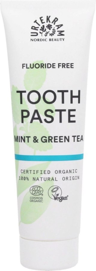 URTEKRAM pasta do zębów z miętą i zieloną herbatą bez fluoru, 75 ml