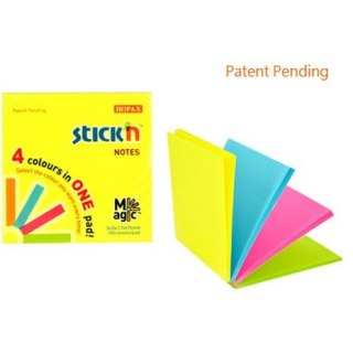 KARTECZKI STICK'N 76*76mm 4 KOLORY NEON (100) STICK'N