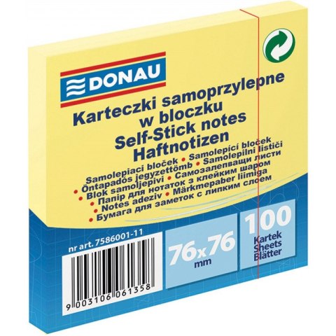 Karteczki Donau 76x76mm żółte (100) Donau