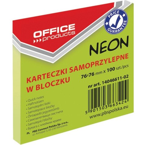 Karteczki Office Products 76x76mm zielone (100) Office Products