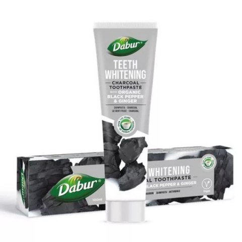 Dabur Pasta Do Zębów Wybielająca Węglowa Pieprz Imbir Bez Fluoru 100 ml