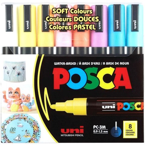 Markery z farbą plakatową Uni POSCA PC-3M 8 koloró Uni
