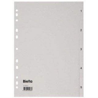 PRZEKŁADKI PP BIELLA A4 1-5 SZARE Biella