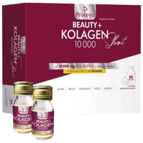 Protego Beauty+ Kolagen 10000 30 ampułek o smaku pomarańczowym