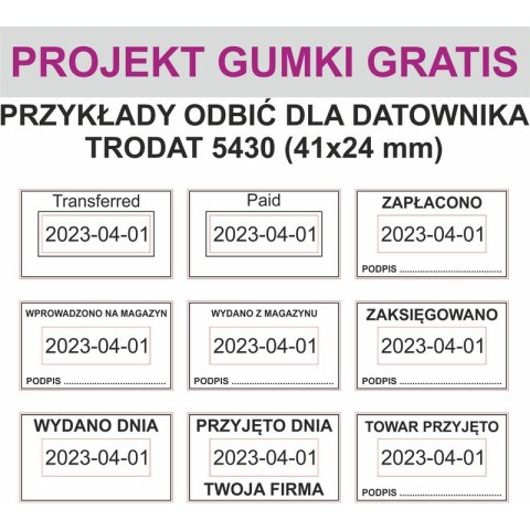 DATOWNIK TRODAT 5430 ISO 4 MM 41X24 MM WKŁADKA MIX Trodat