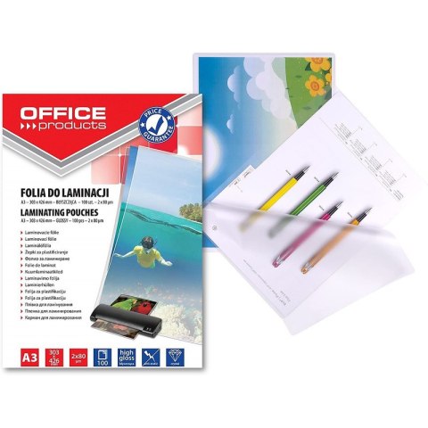 Folia laminacyjna Office Products A3 2x80µm błyszcząca (100) Office Products Folia laminacyjna Office Products A3 2x80µm błyszcząca (100) Office Products