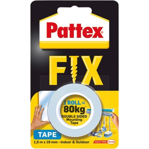 Taśma dwustronna Pattex Fix 19mm/1.5m 80kg Pattex