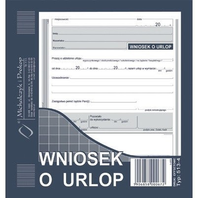 WNIOSEK O URLOP 2/3 A5 (OFFSET) Michalczyk i Prokop